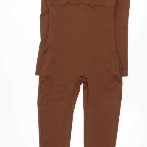 Popilush Women’s Brown Long Sleeve Square Neck Catsuit Size L
