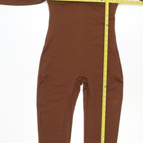Popilush Women’s Brown Long Sleeve Square Neck Catsuit Size L