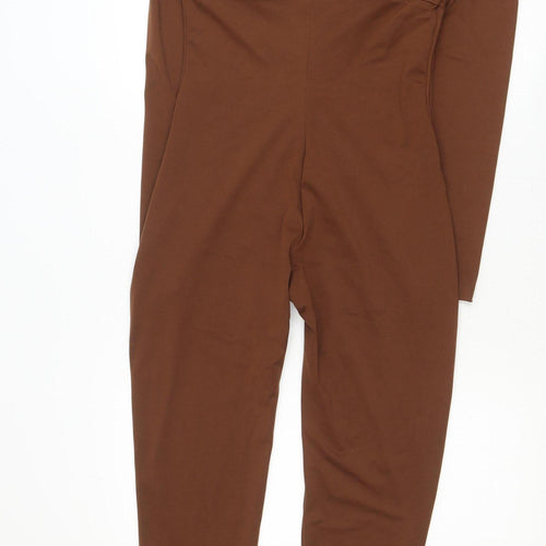 Popilush Women’s Brown Long Sleeve Square Neck Catsuit Size L