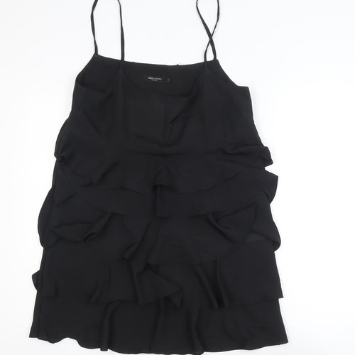 G2000 Women Black Ruffle Layered Chiffon Slip Dress Size 12