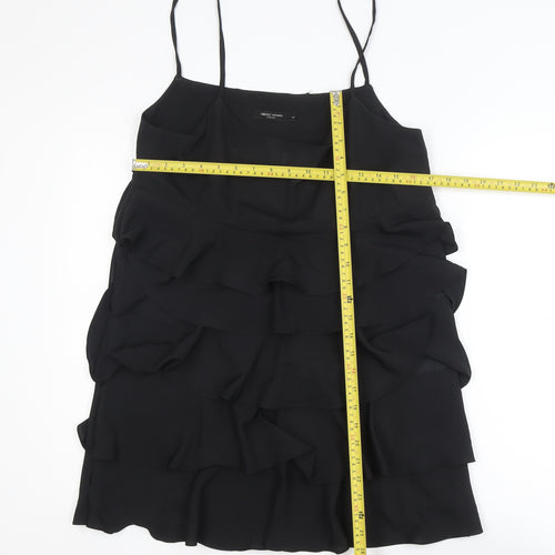 G2000 Women Black Ruffle Layered Chiffon Slip Dress Size 12