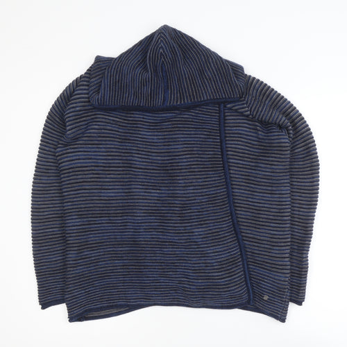 Cecil Men's Blue Striped Hooded Pullover Jumper Size S