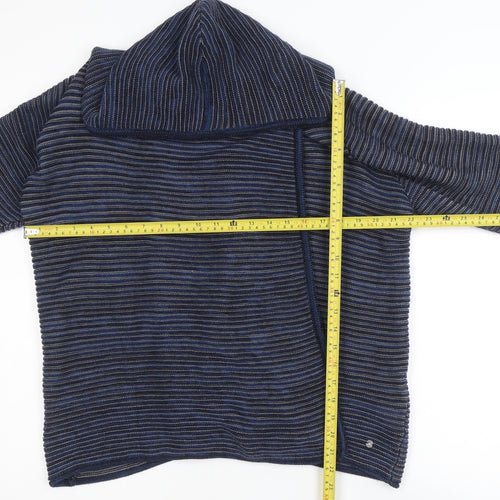 Cecil Men's Blue Striped Hooded Pullover Jumper Size S