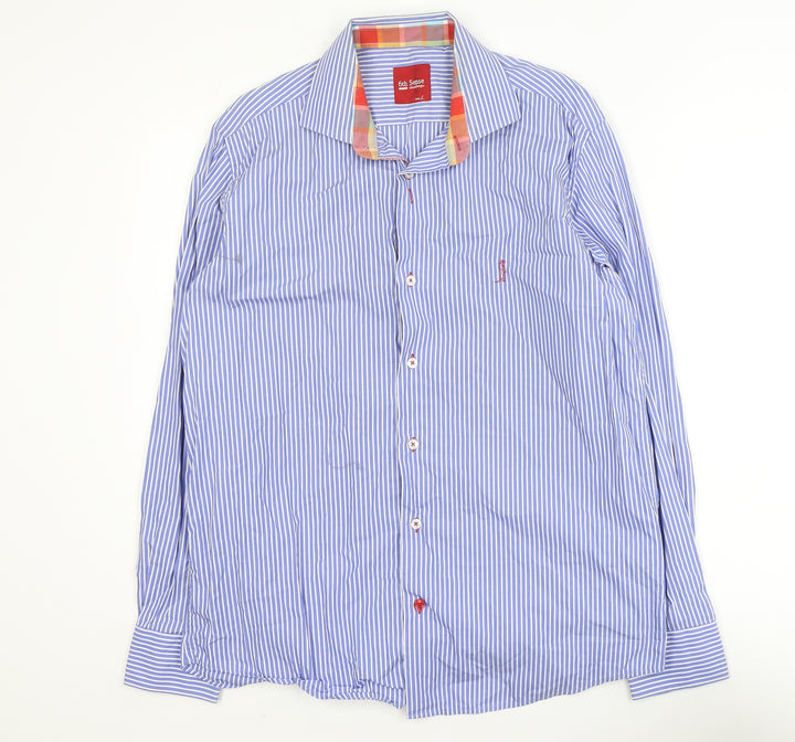 6th Sense Blue Striped Long Sleeve Cotton Button-Up Shirt L