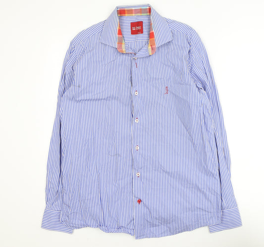 6th Sense Blue Striped Long Sleeve Cotton Button-Up Shirt L