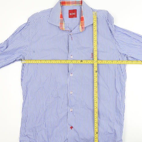 6th Sense Blue Striped Long Sleeve Cotton Button-Up Shirt L