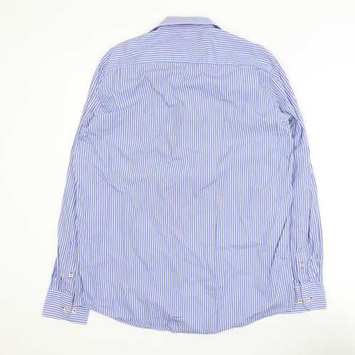 6th Sense Blue Striped Long Sleeve Cotton Button-Up Shirt L