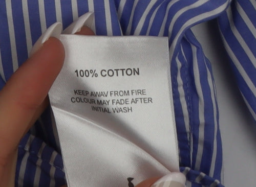 6th Sense Blue Striped Long Sleeve Cotton Button-Up Shirt L