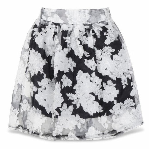 Rosie Fortescue Women Black Floral A-Line Skirt S Knee Length