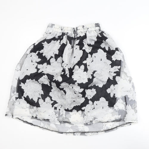 Rosie Fortescue Women Black Floral A-Line Skirt S Knee Length