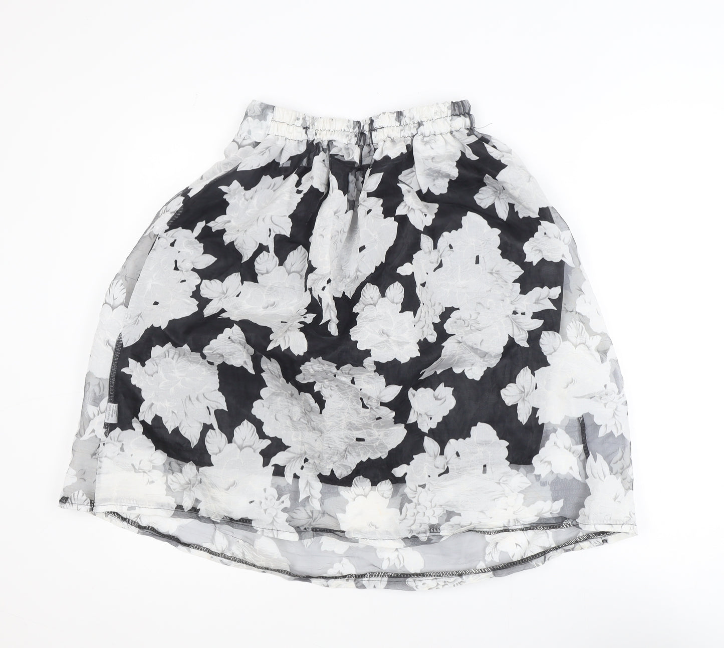 Rosie Fortescue Women Black Floral A-Line Skirt S Knee Length