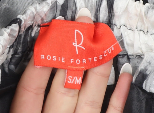 Rosie Fortescue Women Black Floral A-Line Skirt S Knee Length