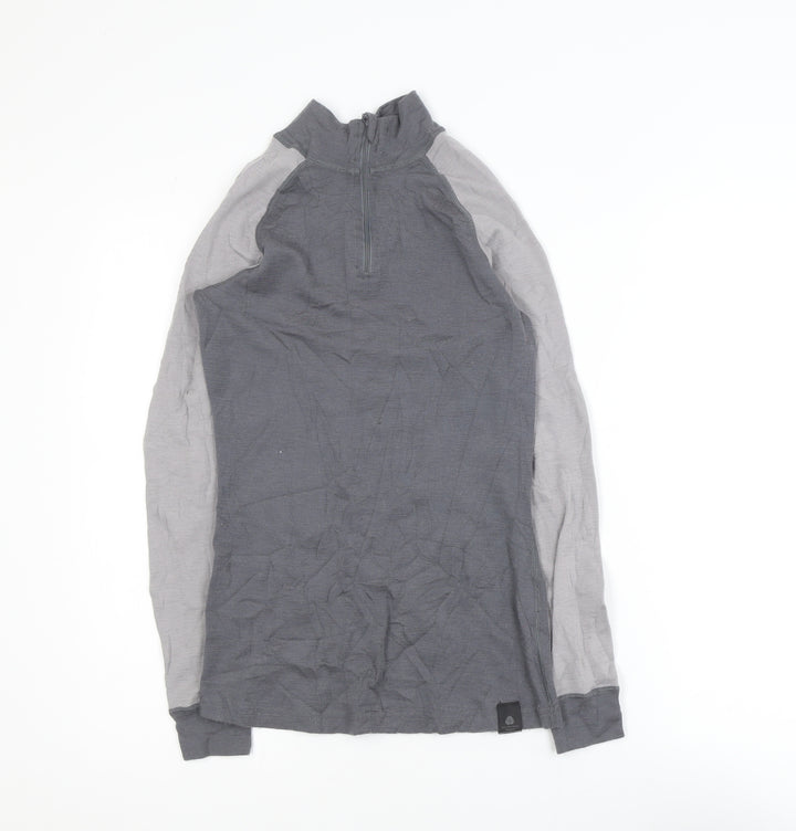 Mountain Warehouse Women Grey Merino Wool Activewear Half Zip Jacket Size 8