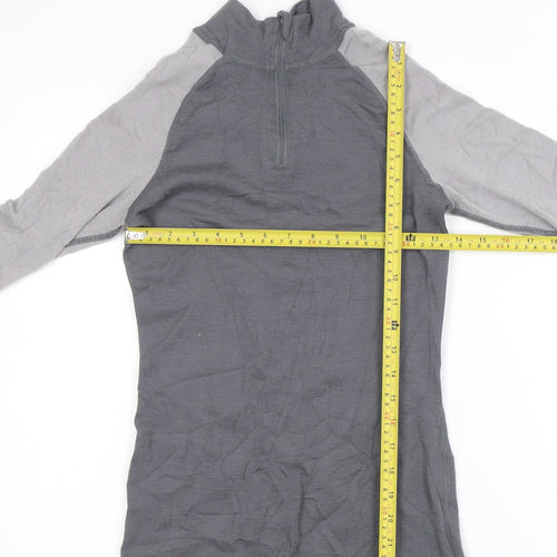 Mountain Warehouse Women Grey Merino Wool Activewear Half Zip Jacket Size 8