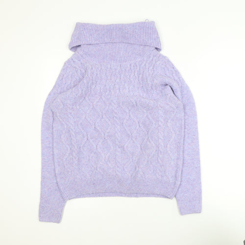ISLE Collection Women’s Purple Roll Neck Cable Knit Jumper Size M