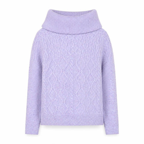 ISLE Collection Women’s Purple Roll Neck Cable Knit Jumper Size M