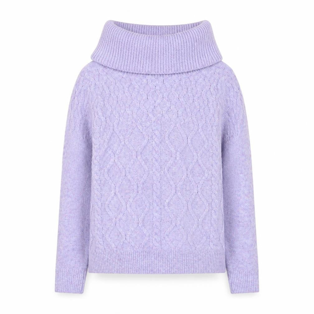 ISLE Collection Women’s Purple Roll Neck Cable Knit Jumper Size M