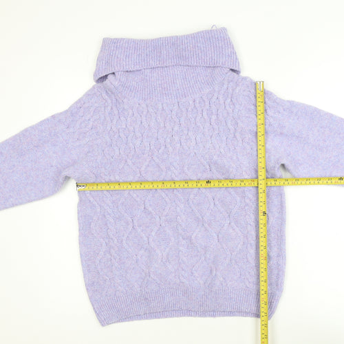 ISLE Collection Women’s Purple Roll Neck Cable Knit Jumper Size M
