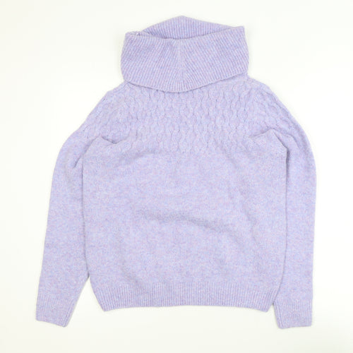 ISLE Collection Women’s Purple Roll Neck Cable Knit Jumper Size M