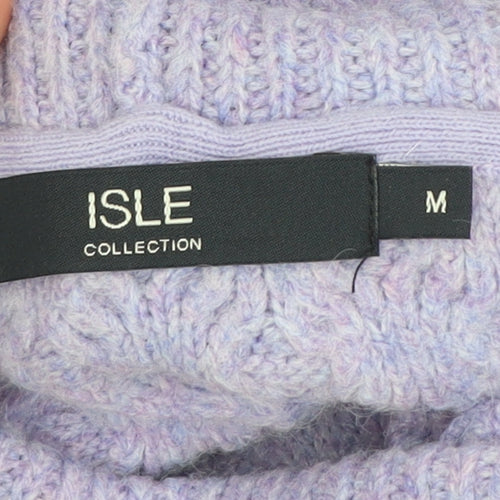 ISLE Collection Women’s Purple Roll Neck Cable Knit Jumper Size M