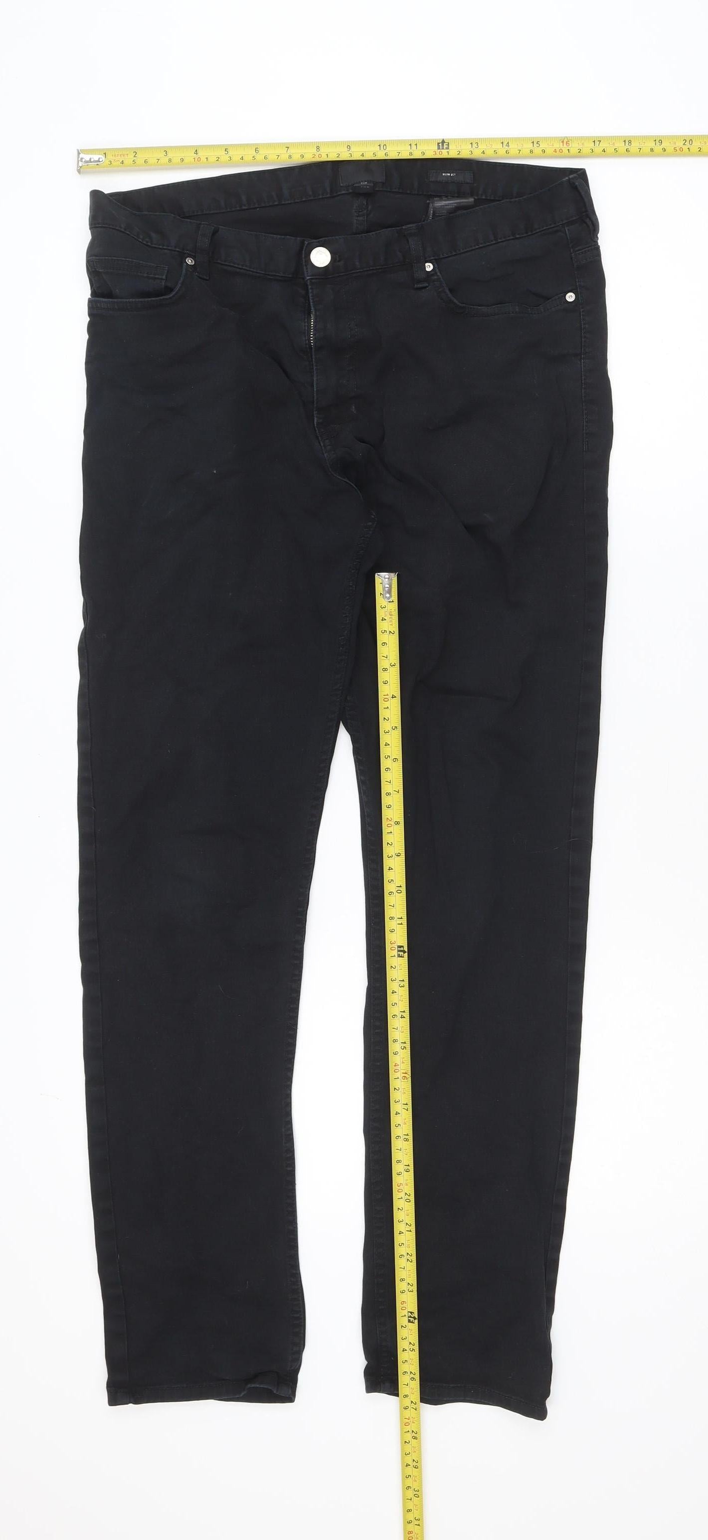 H&M Womens Black Skinny Slim Fit Stretch Jeans Size 32