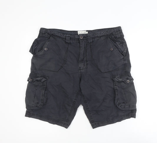 Onfire Men's Black Cotton Cargo Shorts Size 34 Regular Fit