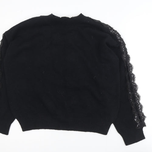 Molly Bracken Womens Black Lace Sleeve Knit Jumper Size S
