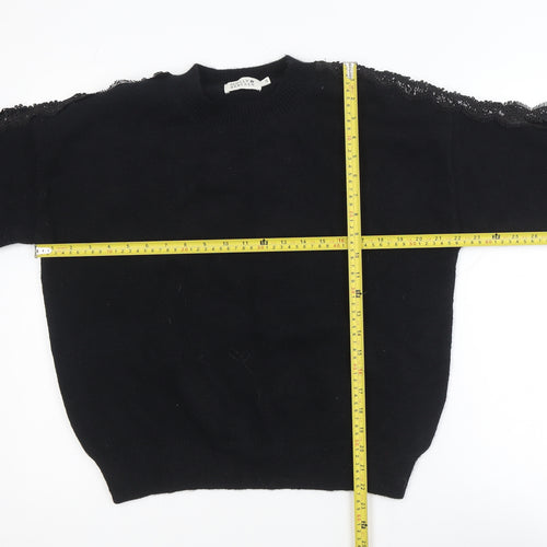 Molly Bracken Womens Black Lace Sleeve Knit Jumper Size S