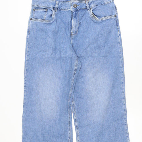 Pulz Women's Blue Wide-Leg Denim Jeans Size 32