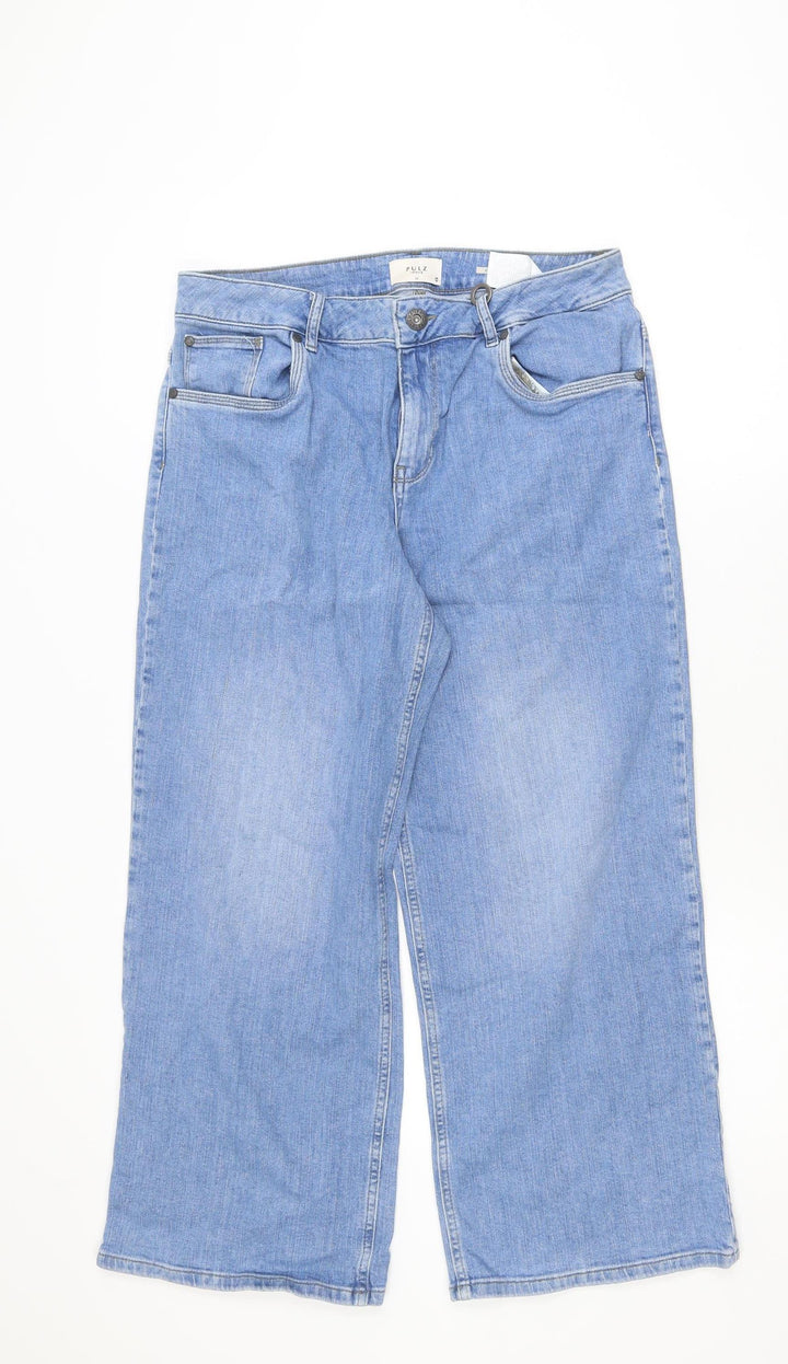Pulz Women's Blue Wide-Leg Denim Jeans Size 32