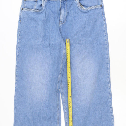 Pulz Women's Blue Wide-Leg Denim Jeans Size 32