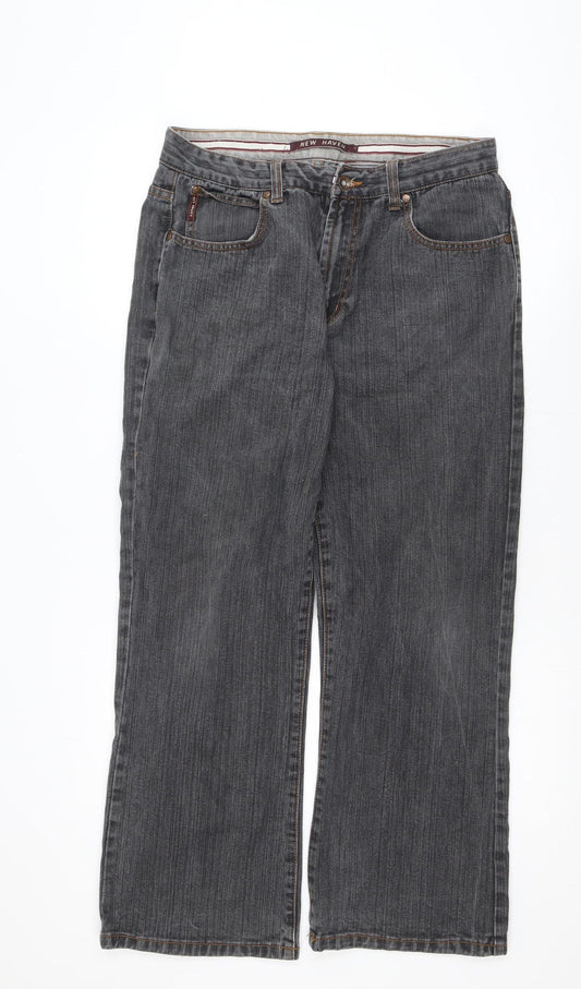 New Haven Men's Grey Straight Denim Jeans 34W 32L Regular Fit