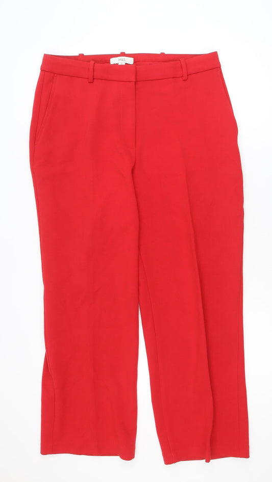 Marks and Spencer Women Red Size 14 Short Tailored Suit Trousers