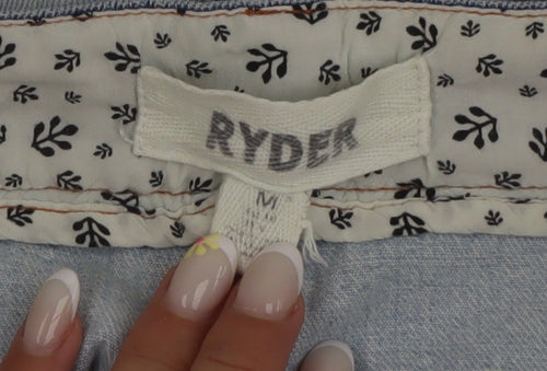 Ryder Women’s Blue Denim Boyfriend Shorts Size M High Waist Retro