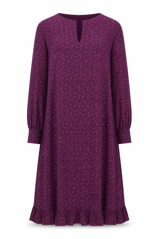 Front view of Oh Molly Women's Purple Animal Print A-Line Dress, size 10