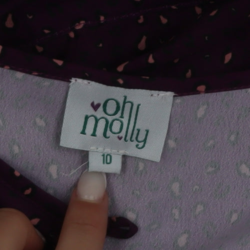 Oh Molly Women's Purple Animal Print A-Line Dress Size 10