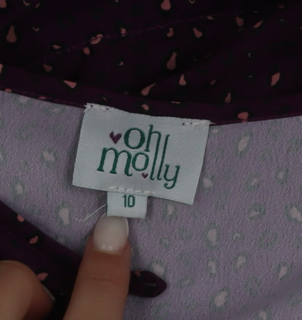 Oh Molly Women's Purple Animal Print A-Line Dress Size 10