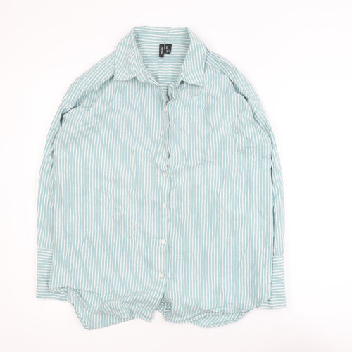Vero Moda Women’s Green Striped Cotton Button-Up Shirt Size S