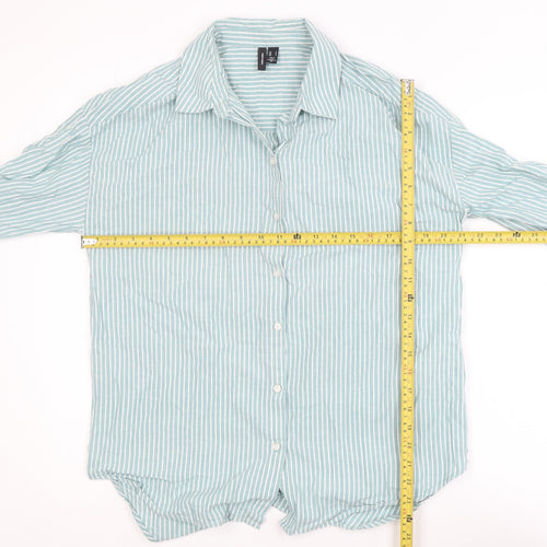 Vero Moda Women’s Green Striped Cotton Button-Up Shirt Size S