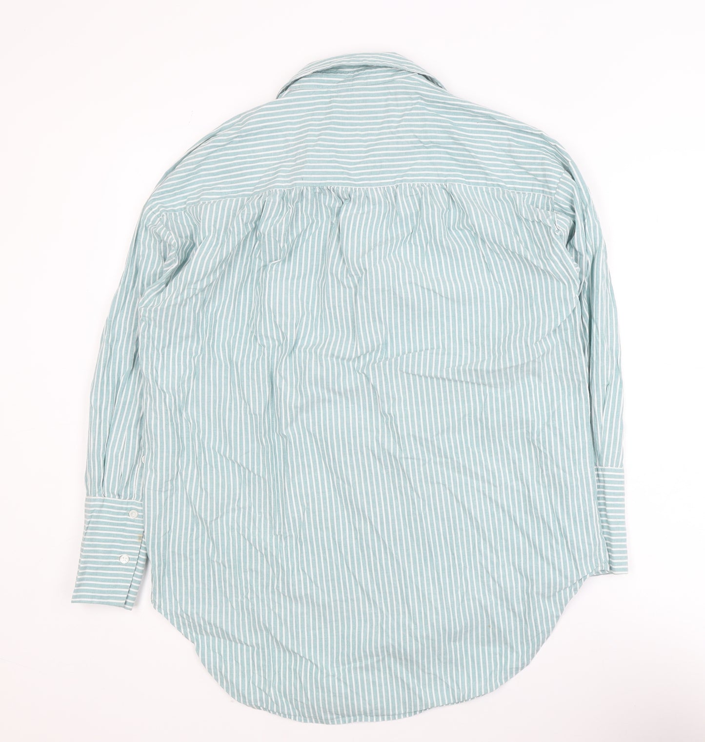 Vero Moda Women’s Green Striped Cotton Button-Up Shirt Size S