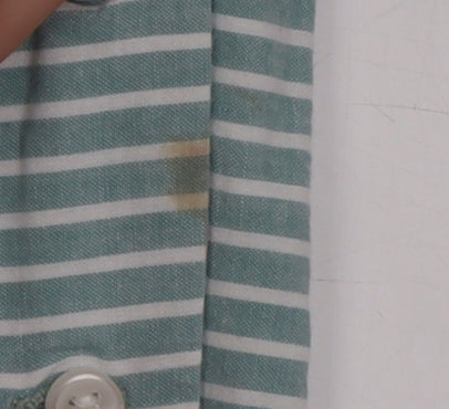 Vero Moda Women’s Green Striped Cotton Button-Up Shirt Size S
