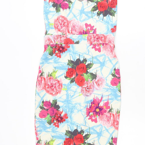 Red Chilli Women’s Multicoloured Floral Bodycon Dress Size 10