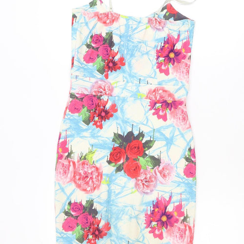 Red Chilli Women’s Multicoloured Floral Bodycon Dress Size 10
