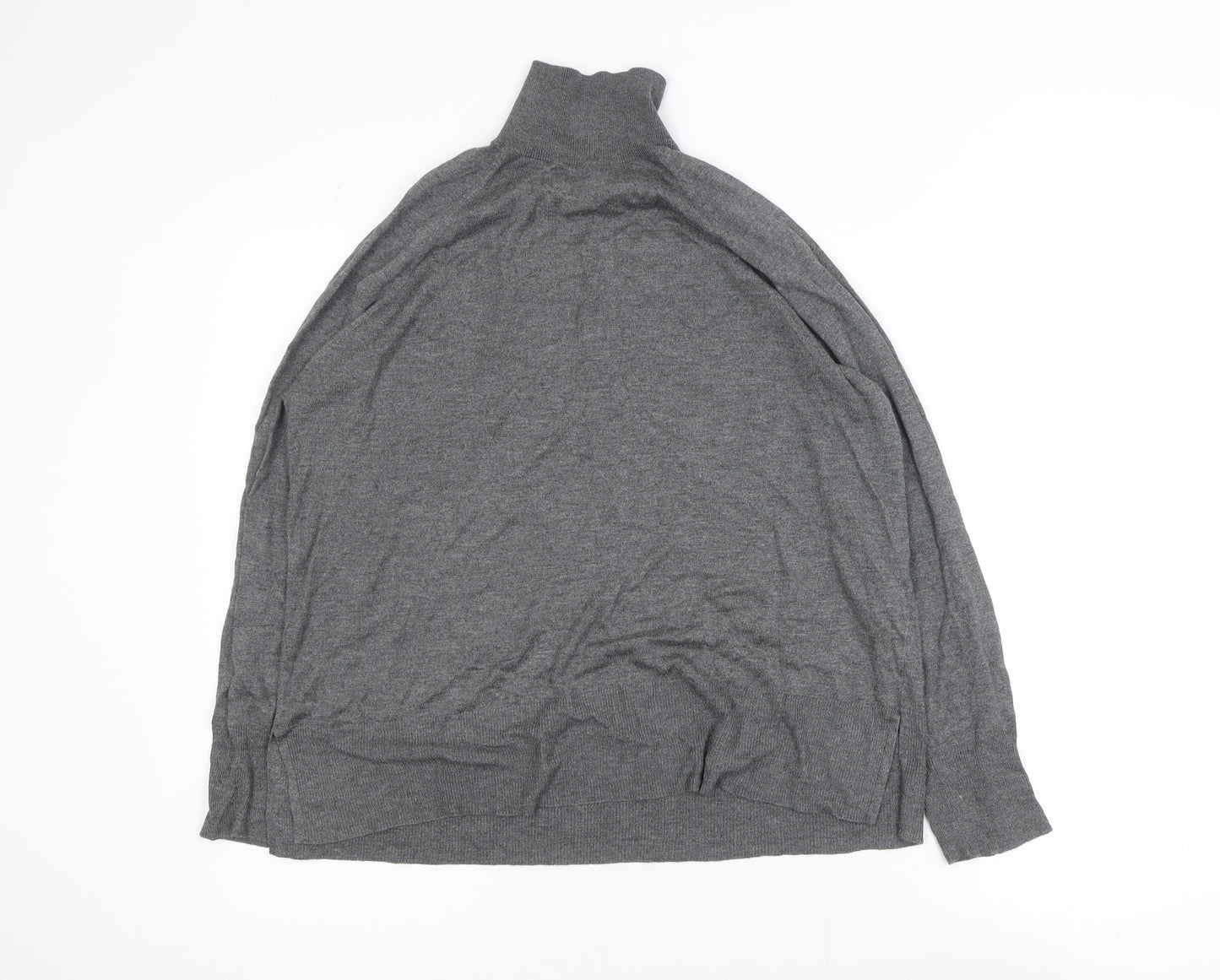 Zara Women’s Grey Roll Neck Knit Top Size 14 Long Sleeve