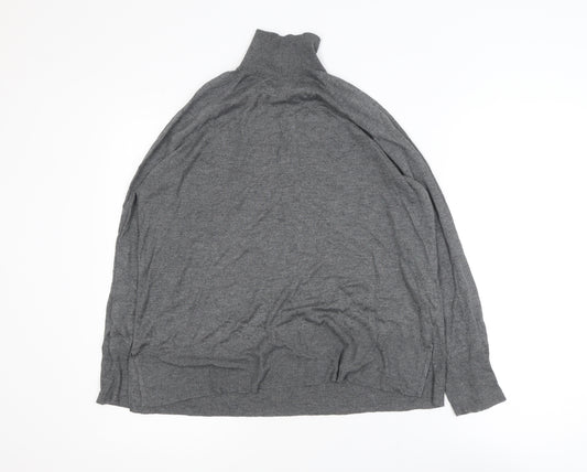 Zara Women’s Grey Roll Neck Knit Top Size 14 Long Sleeve