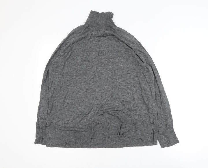 Zara Women’s Grey Roll Neck Knit Top Size 14 Long Sleeve