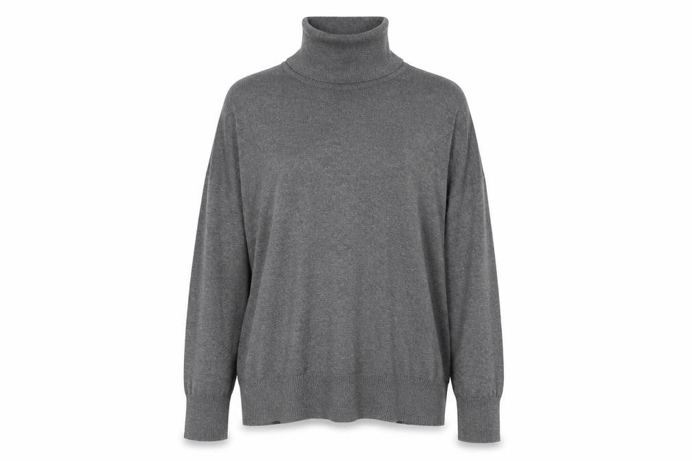 Zara Women’s Grey Roll Neck Knit Top Size 14 Long Sleeve