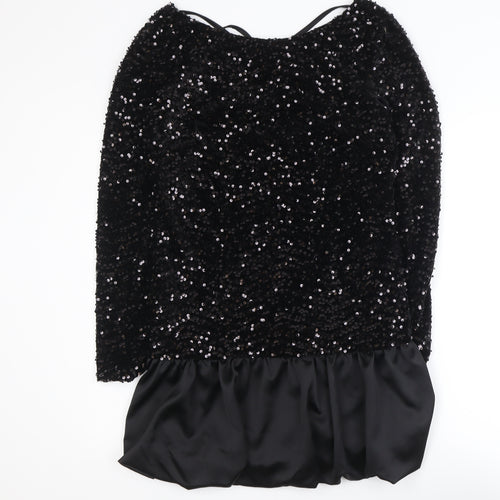 Kate & Pippa Women’s Black Sequin Shift Short Dress Size M Party