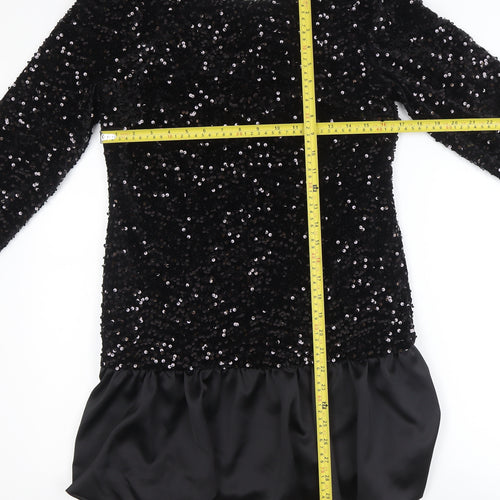 Kate & Pippa Women’s Black Sequin Shift Short Dress Size M Party