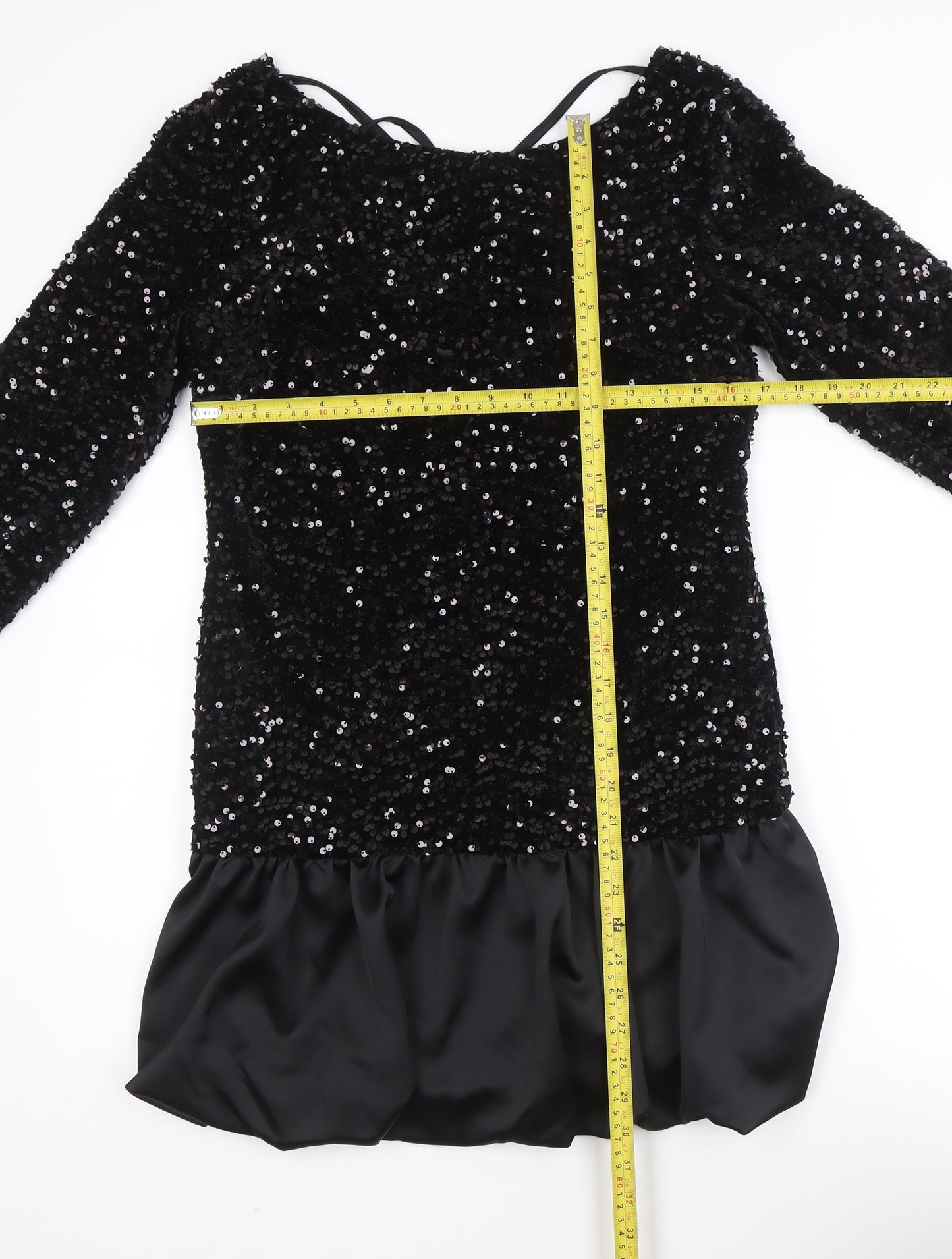 Kate & Pippa Women’s Black Sequin Shift Short Dress Size M Party